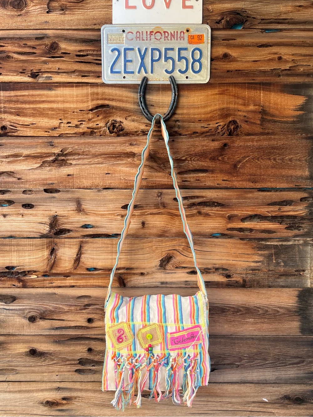 UNBRANDED | Multicolor Columbia Striped Fringe Crossbody Bag